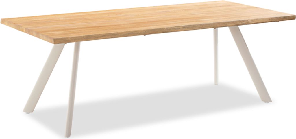Gartentisch Solido 280x95 Tischplatte Teak Baumkante Stativprofile Alu Ivory