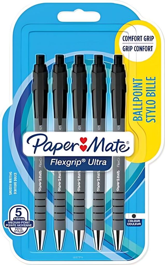 Paper:Mate Druckkugelschreiber FlexGrip Ultra 5er Blister schwarz