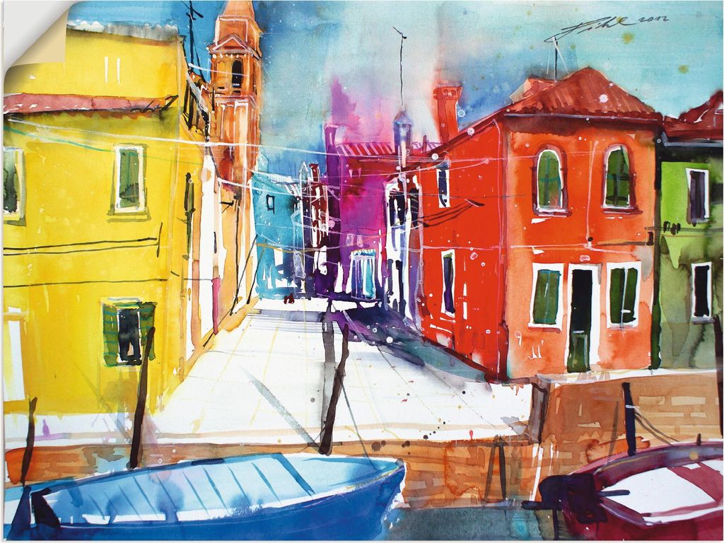 ARTland Wandbild, selbstklebend Venedig, Burano, Fondamenta del Pizzo Größe: 60x45 cm