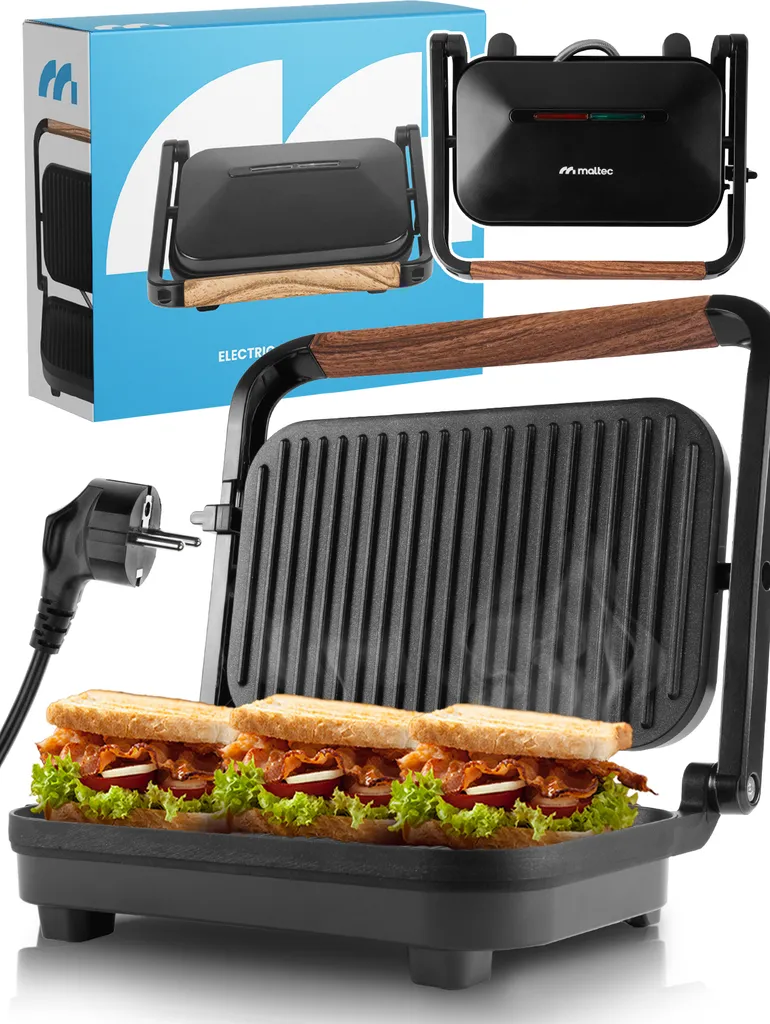 Appareil à Croque-Monsieur et Grille-Pain Électrique MalTec 1500W Noir