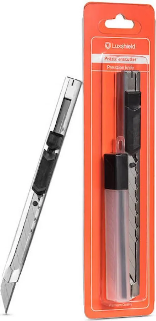 Cutter 9mm Luxshield pour découpe de précision inox argenté et 10 lames