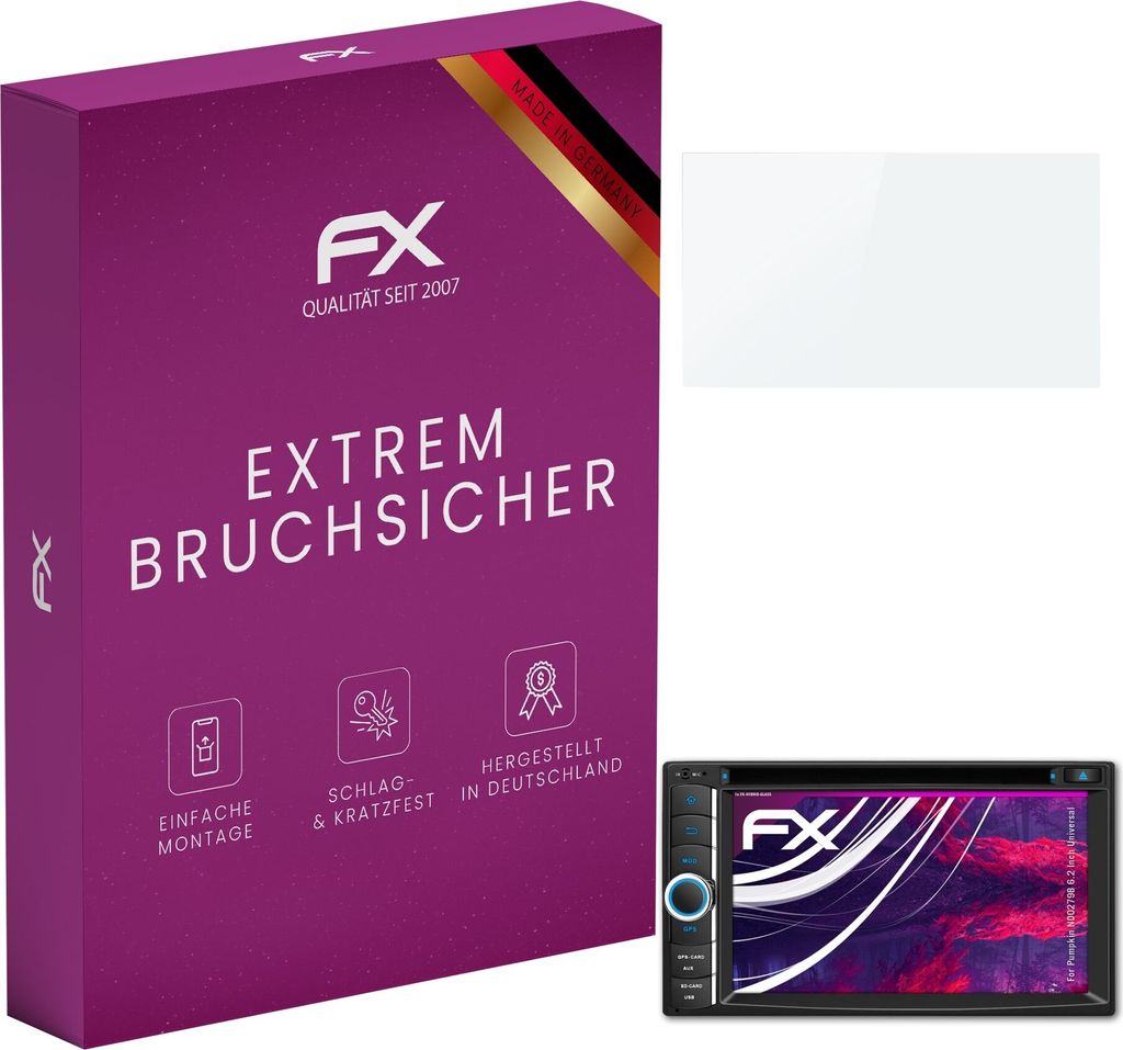 atFoliX FX-Hybrid-Glass Displayfolie kompatibel mit Pumpkin ND0279B 6.2 Inch (Universal) Glasfolie