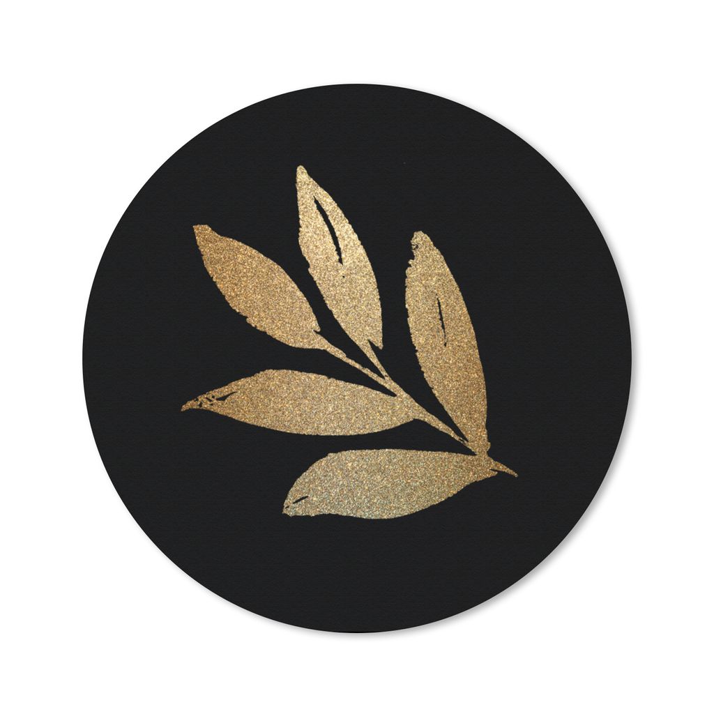 MuchoWow Mauspad Mousepad Blätter - Gold - Zweig 20x20 cm - Mousepads - Maus Mat - Pad - Mausunterlage - Schreibtischmatte