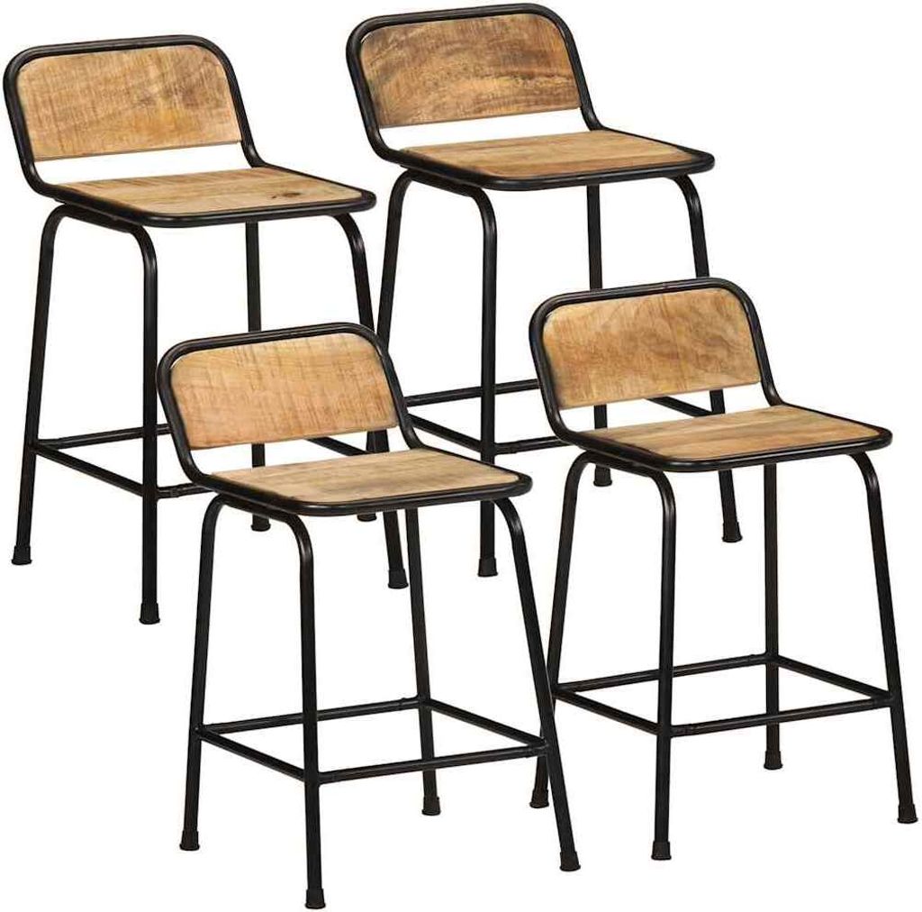Barhocker 4 Stk. 46x35,5x70 cm Raues Mango Massivholz