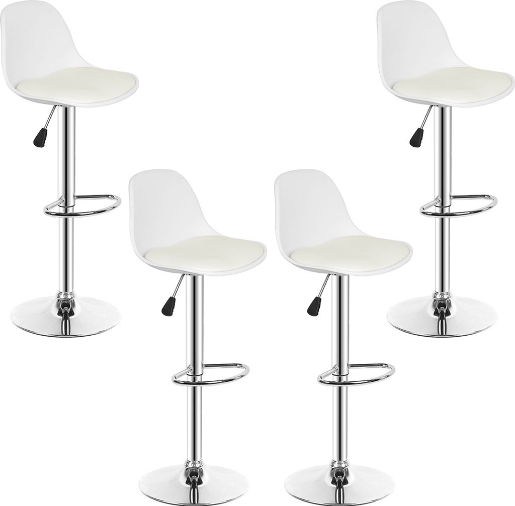 4er set Barhocker Kunstleder höhenverstellbar 55-75cm, Barstuhl, Tresenhocker, Barsessel, Küchenhocker Weiß