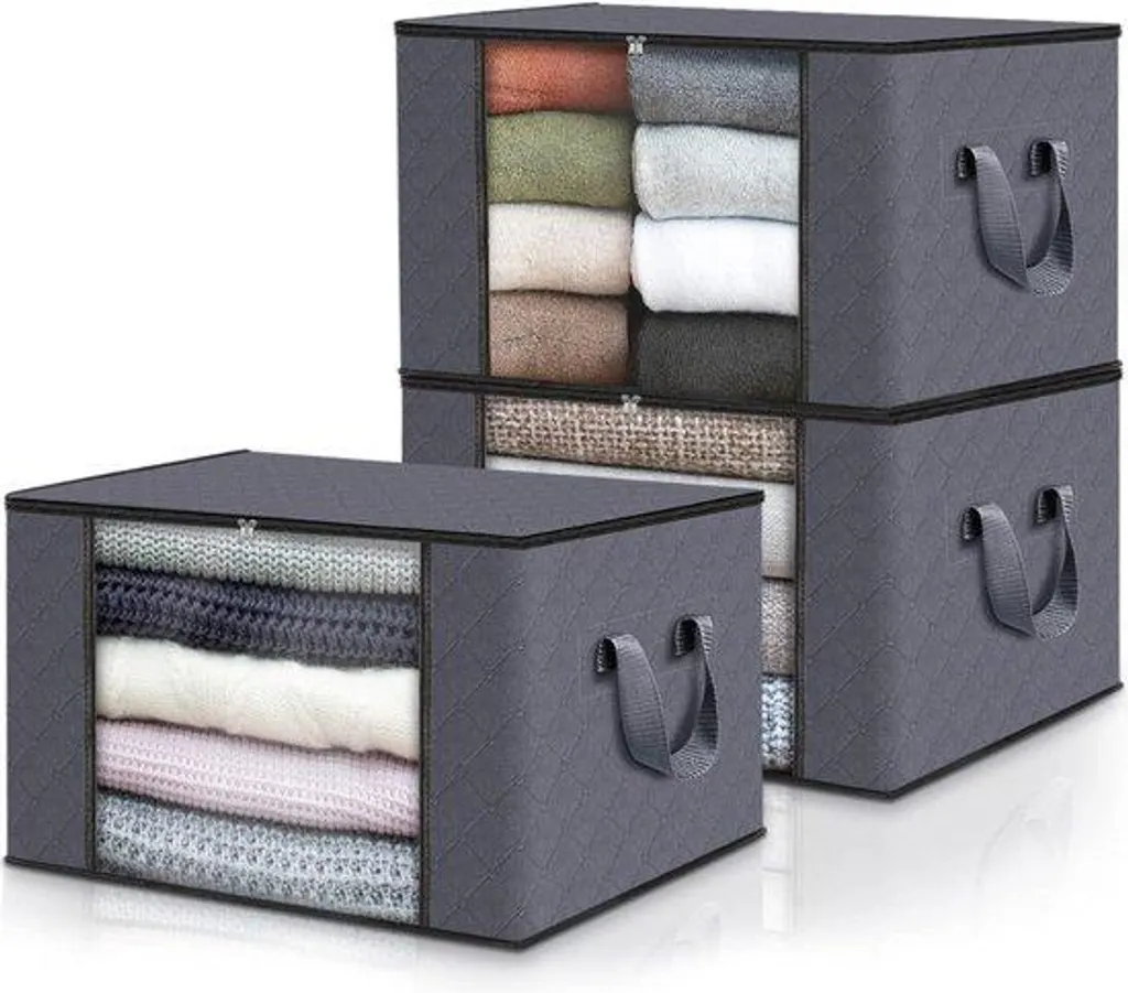 Lot de 3 Sacs de Rangement 90L Imperméables avec Poignées Renforcées