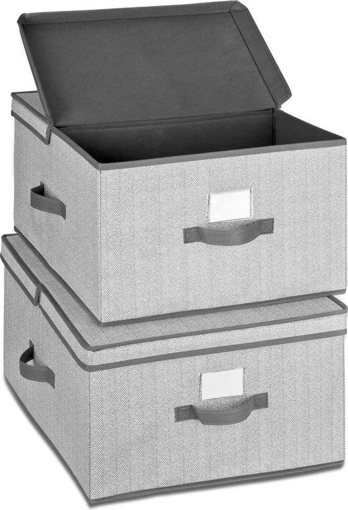große Opbergschachtel mit Deckel 2x - extra große Faltschachtel für Kleiderschrank & Ständer - 40x50x25 cm - faltschaltbare Opbergschachtel - g...
