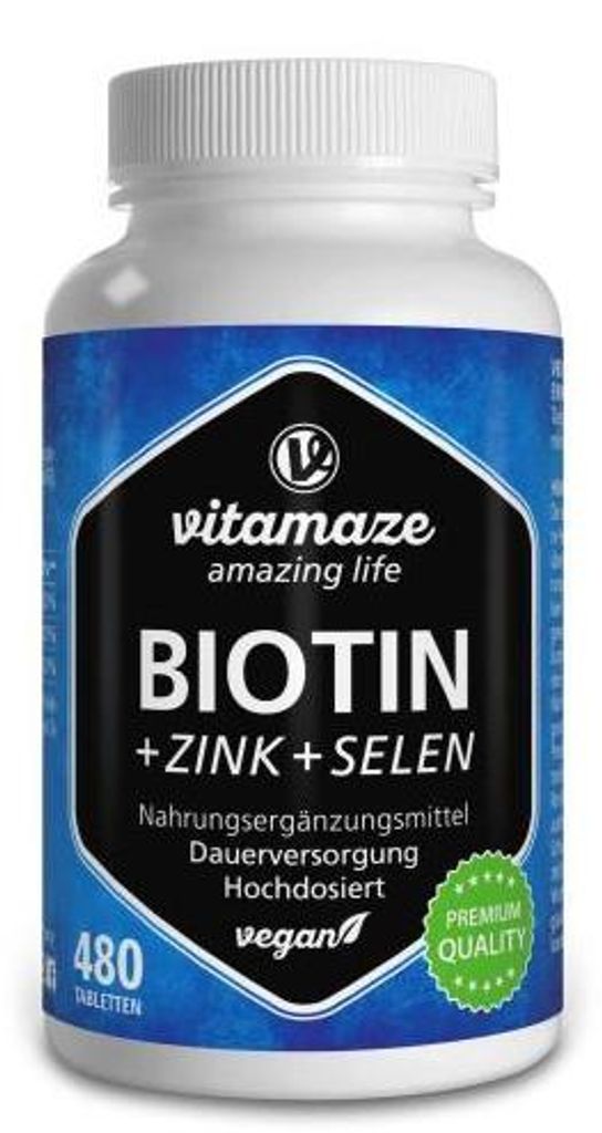 Biotin 10 mg hochdosiert+Zink+Selen Tabletten 480 St Produktbild 