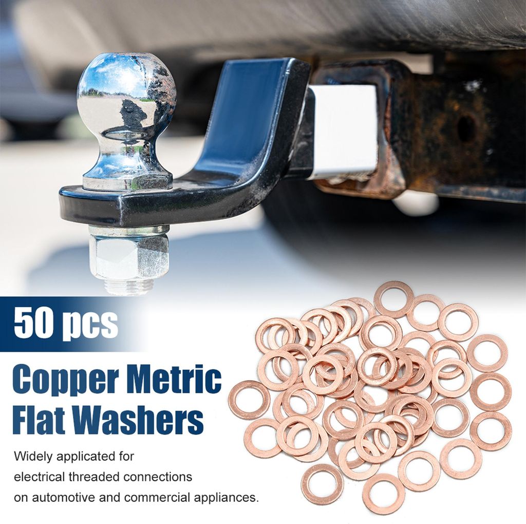 50Stk. Flache Dichtungsringe Kupfer Unterlegscheiben 10mm Innen