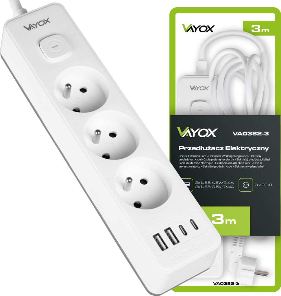 Vayox VA0382 Steckdosenleiste Steckerleiste 3M 3 Fach, Produktbild 