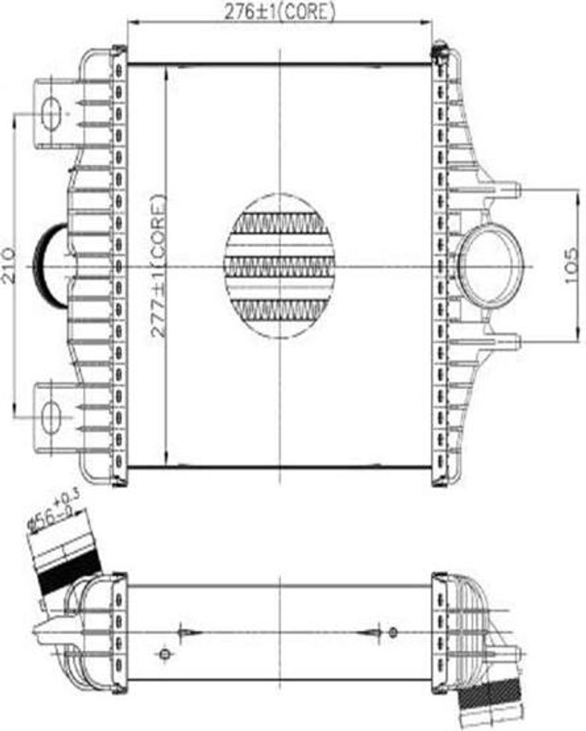 Ladeluftkühler 277 mm - 276 mm NRF für u.a. LAND ROVER RANGE ROVER IV