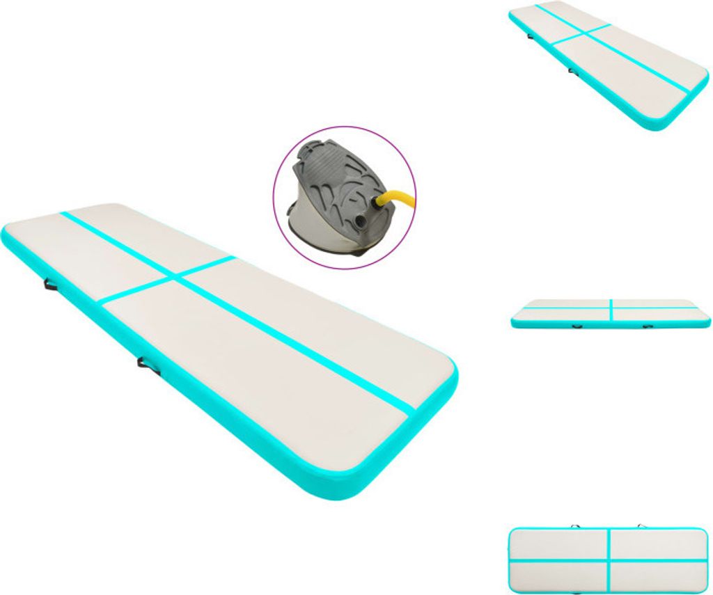 vidaXL Aufblasbare Gymnastikmatte mit Pumpe 300x100x15 cm PVC Grün - Yoga- & Pilatesmatten