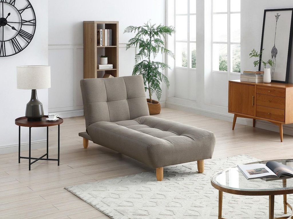 Klappbare Chaiselongue mit brauner und grauer Polsterung - ESTEBAN
