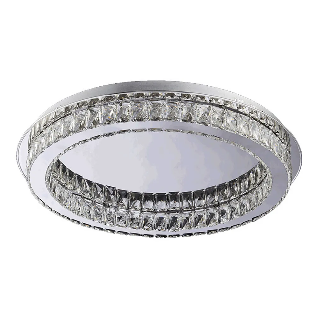 Plafonnier LED 48W 3000K MOVIDA en Cristal et Acier Forme Ronde