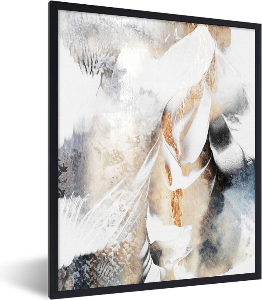 MuchoWow Gerahmtes Poster Abstrakt - Gold - Design - Luxe 60x80 cm - Poster mit Schwarzem Bilderrahmen Wandposter Rahmen Foto Bilder - Premium - ...