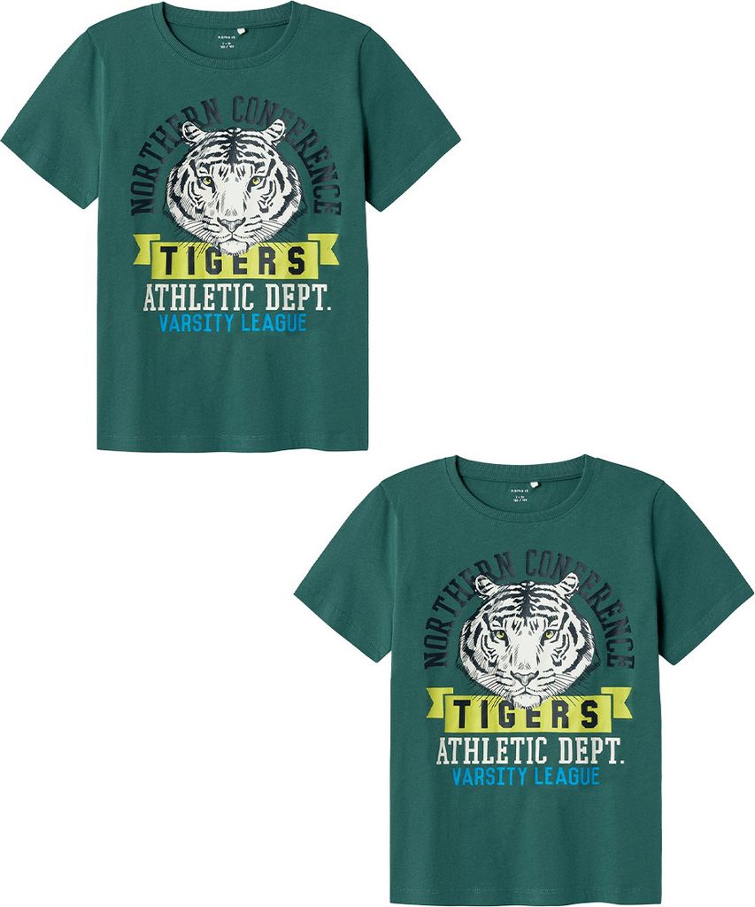 NAME IT T-Shirt 2er-Set Kurzarm Rundhals Regular Fit Print Größe: 104-116