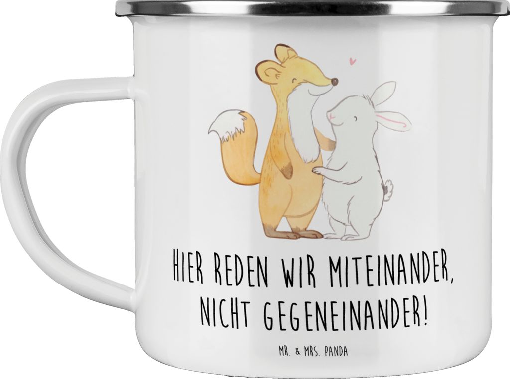 Mr. & Mrs. Panda Emaille Tasse Konflikte friedlich lösen - Weiß - Geschenk, gegenseitiges Verständnis, Zuversicht, Vertrauem, Becher, Lebenshilf...