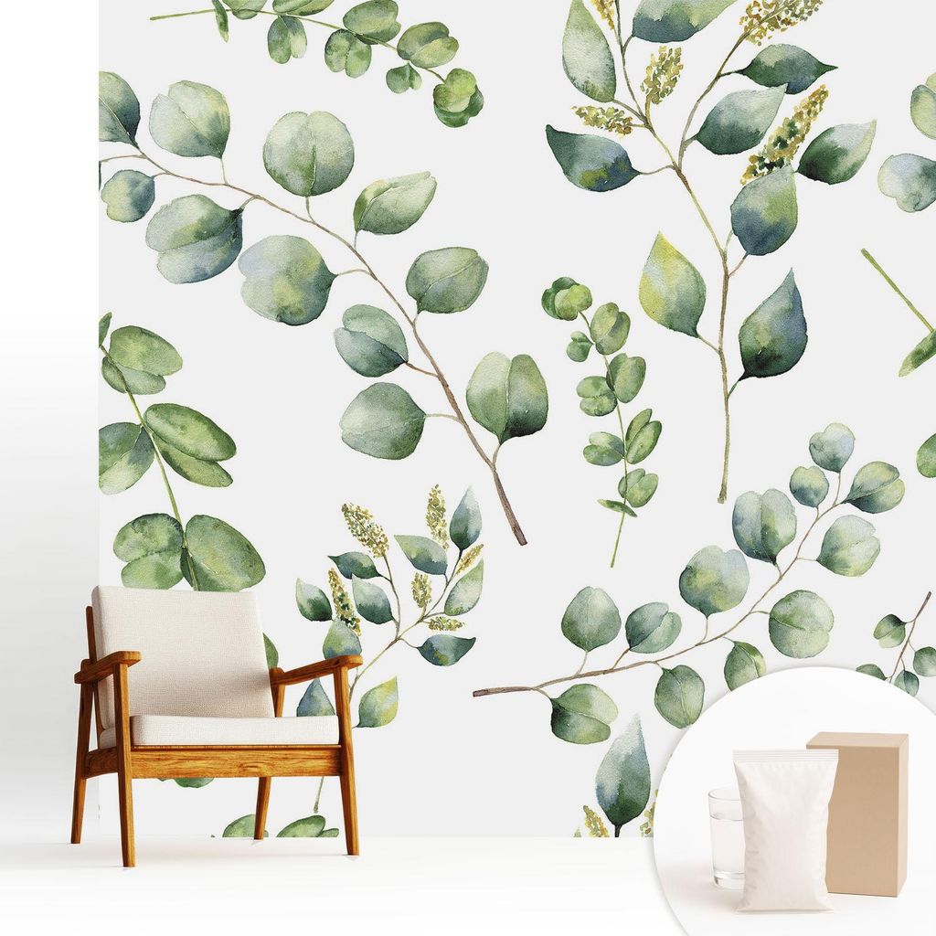 Fototapete - 250x250 cm - Tapete - Wandtapete - Wandbilder - Dekofolie - Tapete Folie - Wand - Dekoration - Wohnzimmer - Grüne Blätter