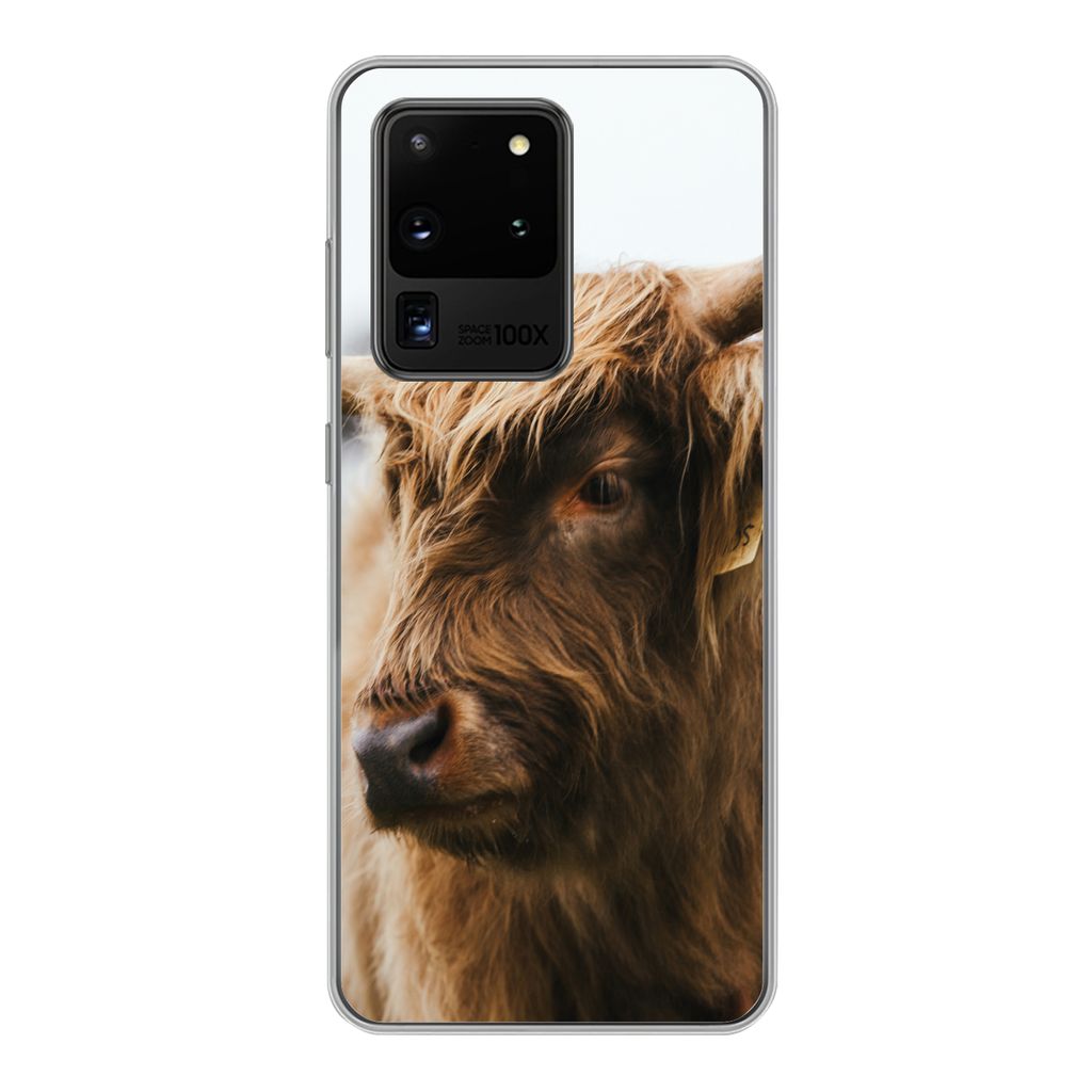 MuchoWow Handyhülle Schutzhülle Hülle für Samsung Galaxy S20 Ultra Schottischer Highlander - Tiere - Hörner Silikon Softcase Handy Hülle - ...