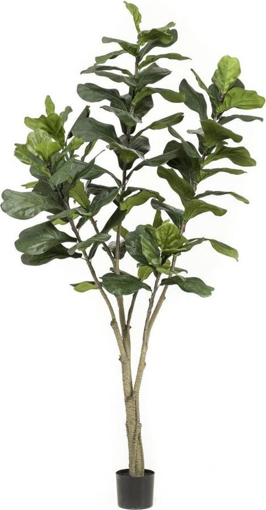 artplants.de Kunstbaum Ficus Lyrata ENRIKO, Kunststamm, grün, 210cm - Deko Ficus Baum - Zier Baum Ficus