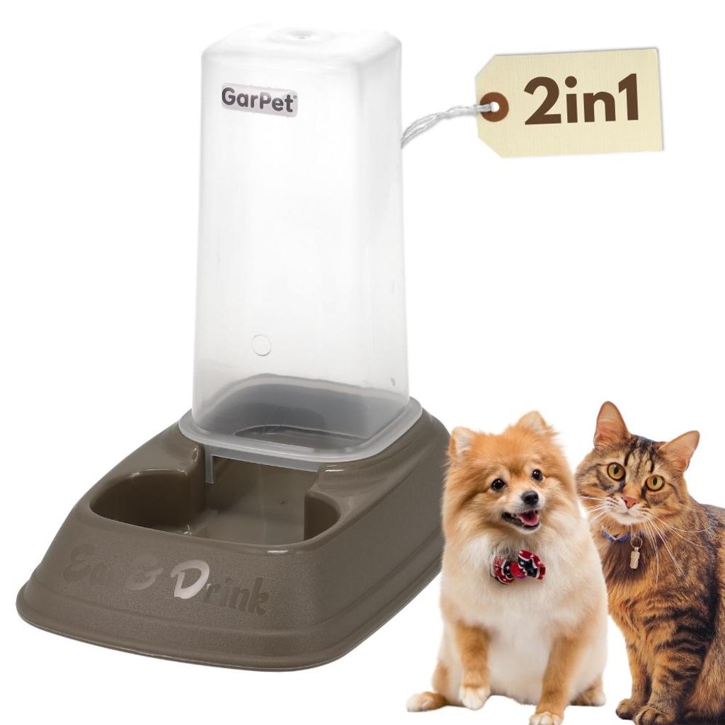 Automatischer Futterspender Wasserspender 2in1 Futterautomat Wasserautomat für Hunde Katzen Wasser und Futter Automat Spender Napf 700 ml