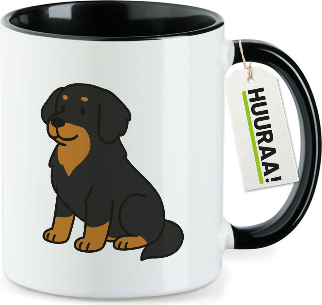 Huuraa Kaffeetasse Hovawart Comic Hovi 330ml Schwarz Keramik Kaffeebecher Geschenkidee