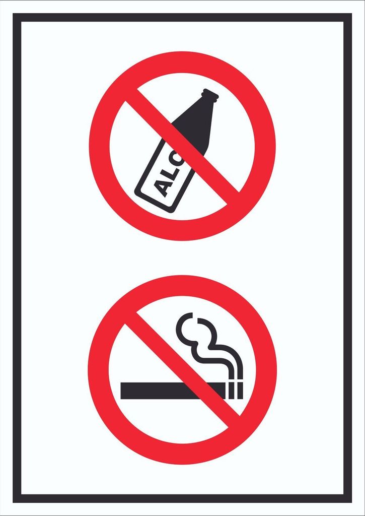 Schild Alkohol Rauchen verboten Symbol hochkant A4 (210x297mm)