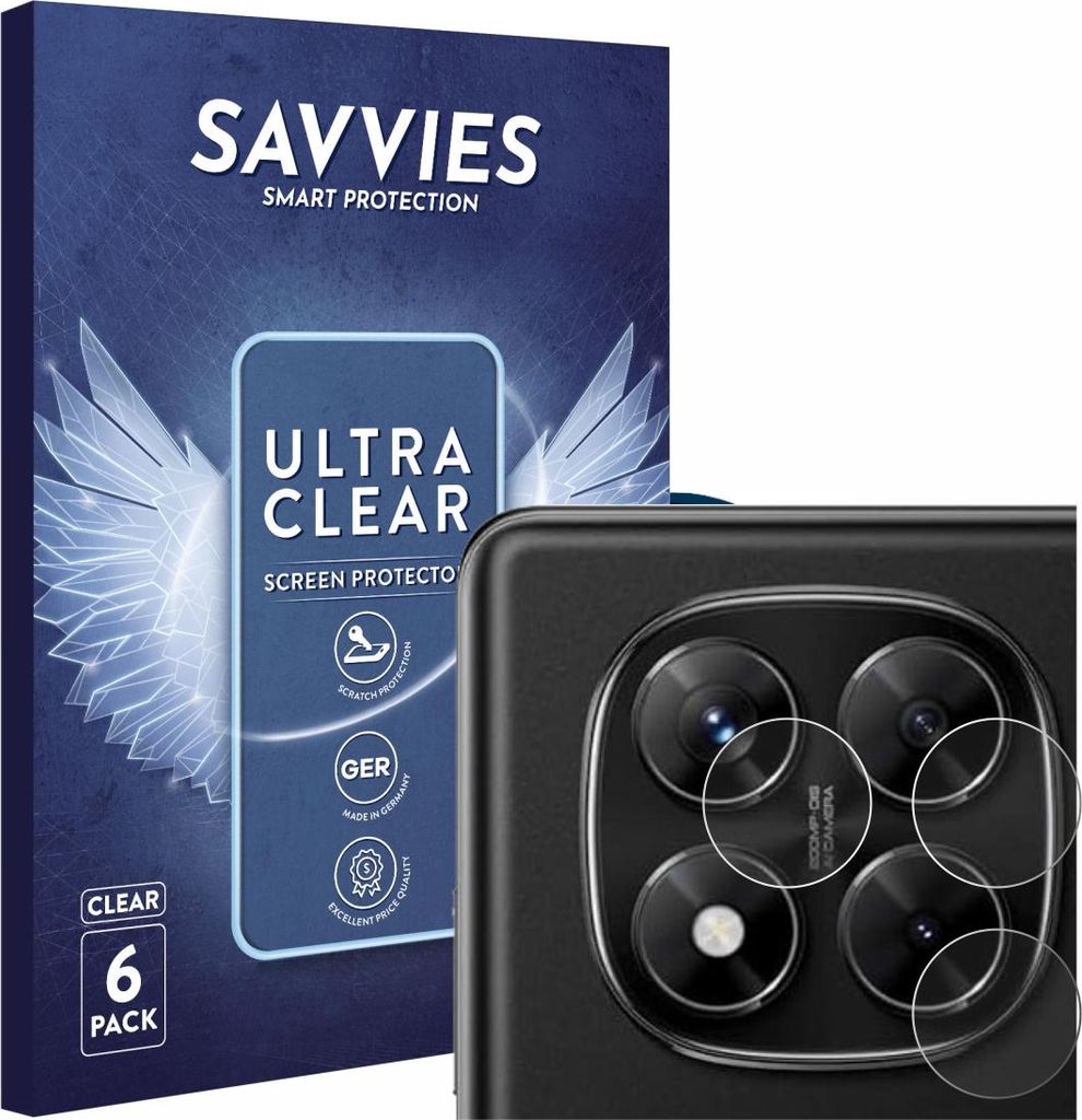 6x Für Xiaomi Redmi Note 14 Pro 4G (NUR Kameraschutz) Schutzfolie Savvies Displayschutz Display Schutz Folie Klar Transparent