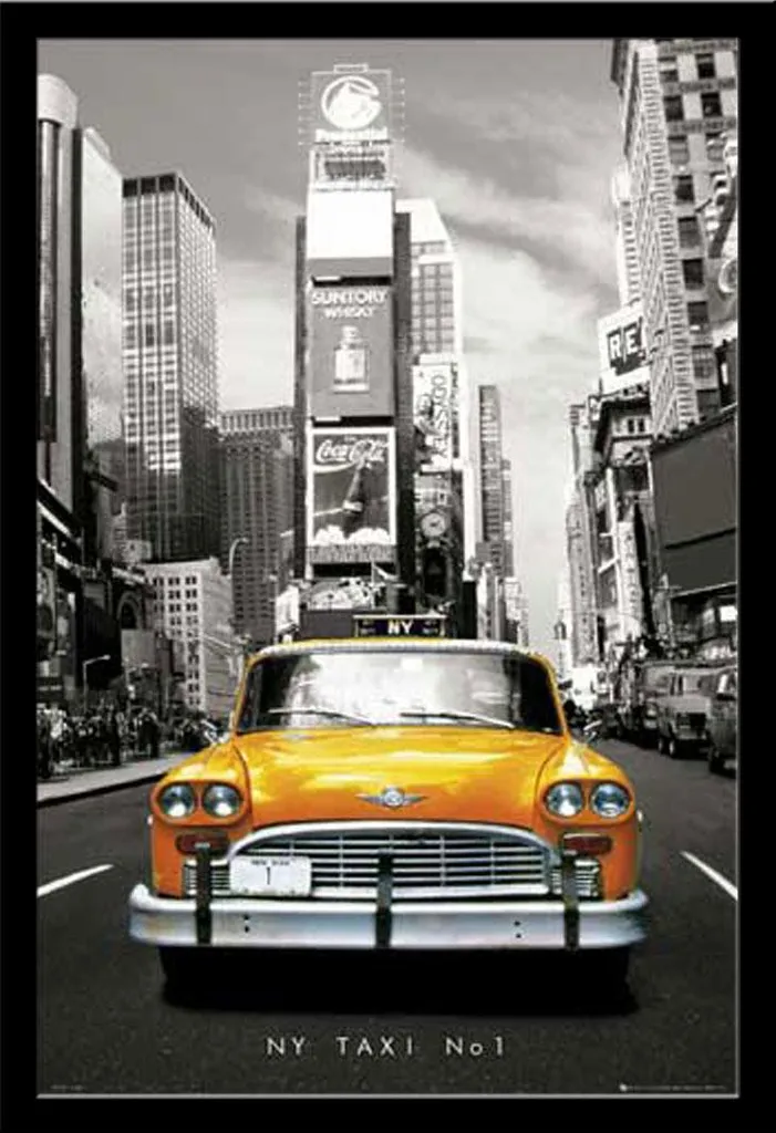 Poster New York Yellow Cab No.1 avec cadre Shinsuke Maxi MDF noir 61x91