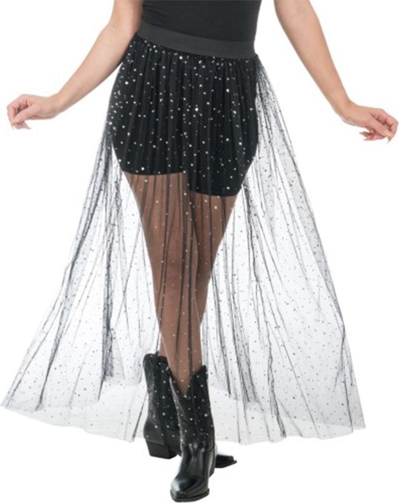 Mesh Rock transparent Sterne lang schwarz Produktbild 