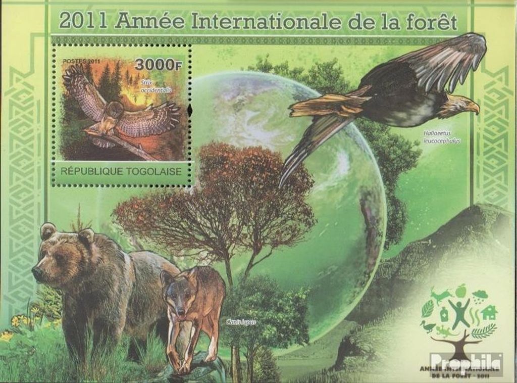 Briefmarken Togo 2011 Mi Block607 (kompl.Ausg.) postfrisch Jahr der Wälder