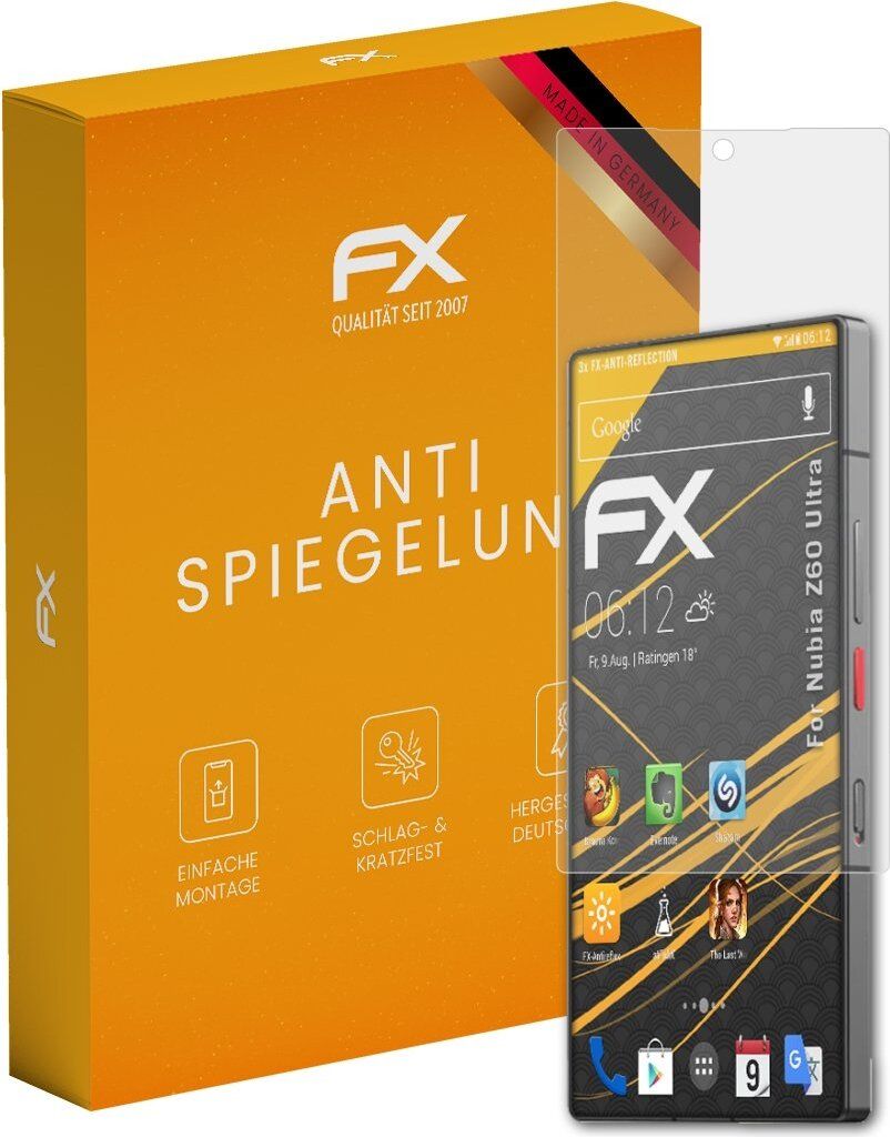 atFoliX FX-Antireflex 3x Schutzfolie kompatibel mit Nubia Z60 Ultra Displayfolie
