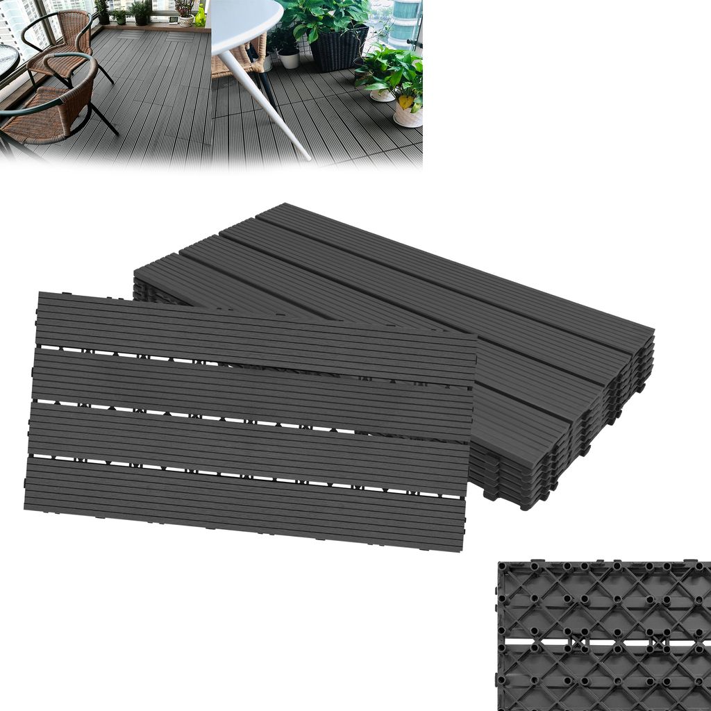 LARS360 12 kusů WPC dlaždic, 2m2 30x60cm terasové dlaždice Obrázek produktu 