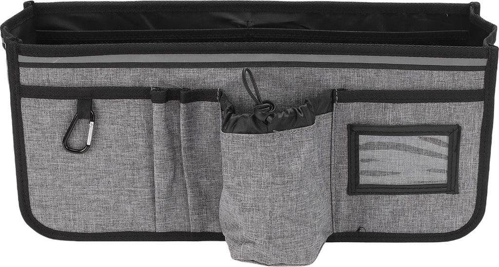 Rollator-Korb mit Getränkehalter, großes Fassungsvermögen, faltbare Rollator-Tasche, kippt nie um, Grau