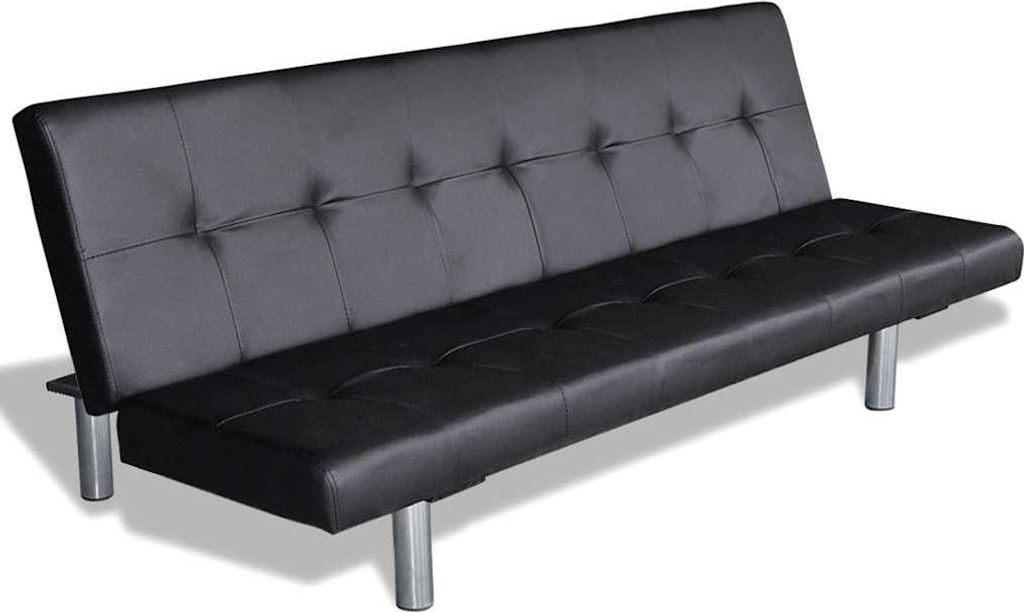 vidaXL Schlafsofa ausziehbar, Kunstleder, Schwarz, 2 Produktbild 