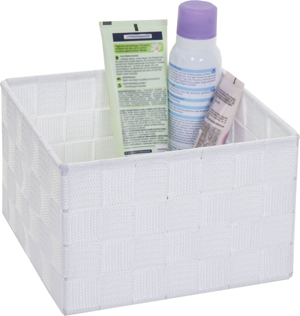 Aufbewahrungskorb MCW-C37, Dekokorb Korb Körbchen Aufbewahrung Regalkorb Deko 12x19x19cm weiß