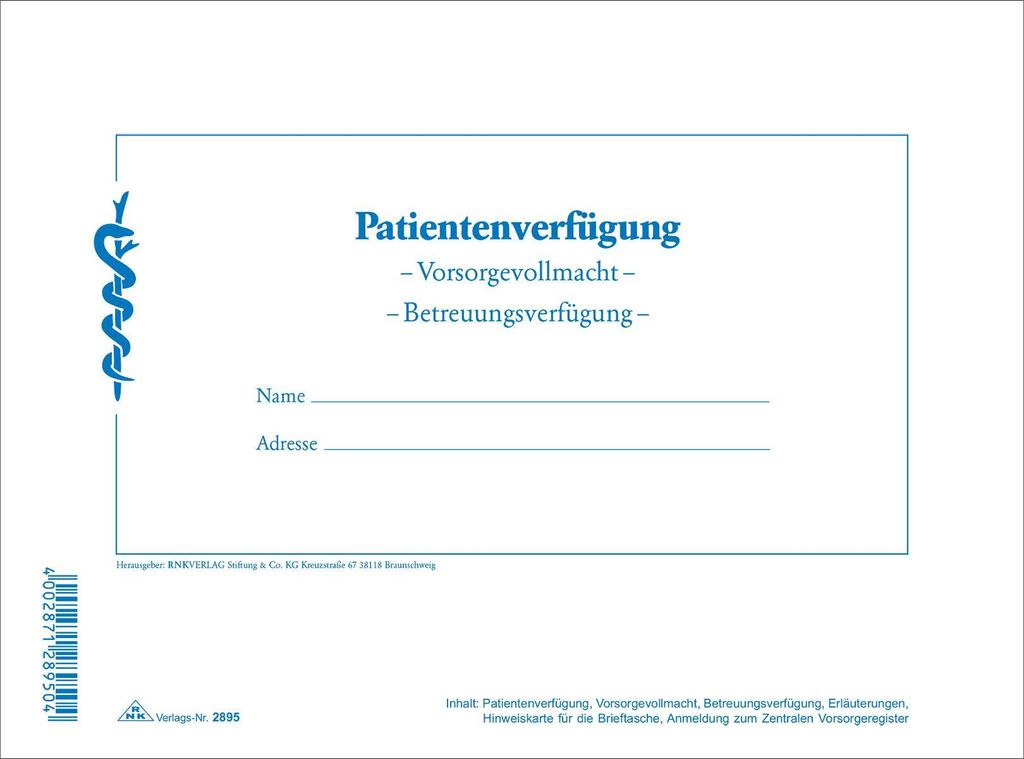 RNK-Verlag Patientenverfügung Formulare 2895 Produktbild 4