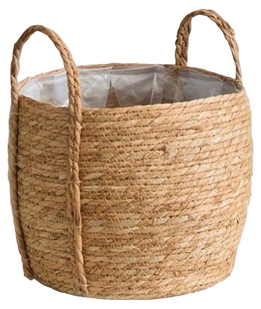 Runder Weidenkorb mit Griffen, für drinnen und draußen, aus Rattan geflochtener Pflanztopf, dekorativer Blumentopf für Wohnzimmer, Balkon und Ga...