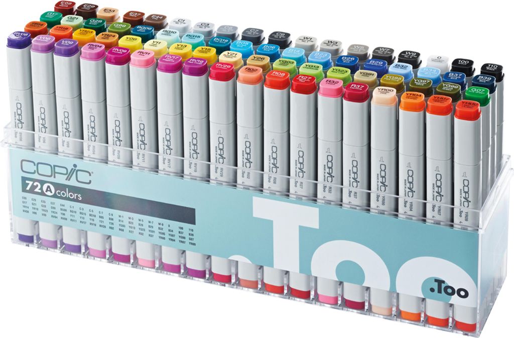 COPIC Profi Marker Set 1 (72 Stifte), für professionelle Anwendungen, Alkoholmarker mit Doppelspitze
