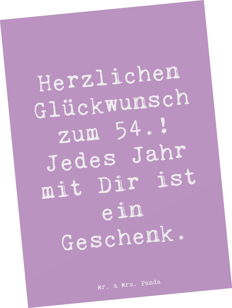 Mr. & Mrs. Panda Postkarte Spruch 54. Geburtstag - Lavendeltraum - Geschenk, Happy Birthday, Geburtstagsgeschenk, Grußkarte, Glückwunsch, Ansicht...