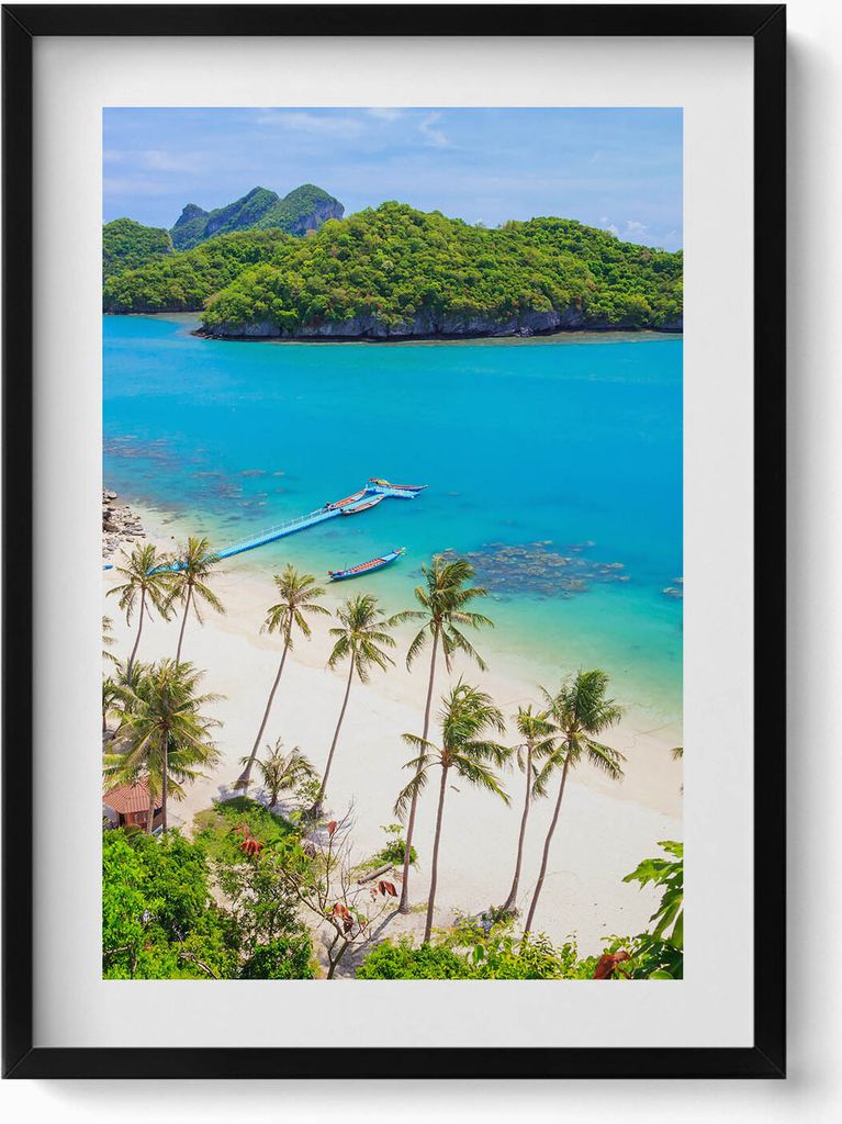 Koh Samui-Nationalpark Thailand– Wandbild mit Rahmen – Gerahmtes Bild – Wanddekoration – 50x70 cm – Schwarz Rahmen