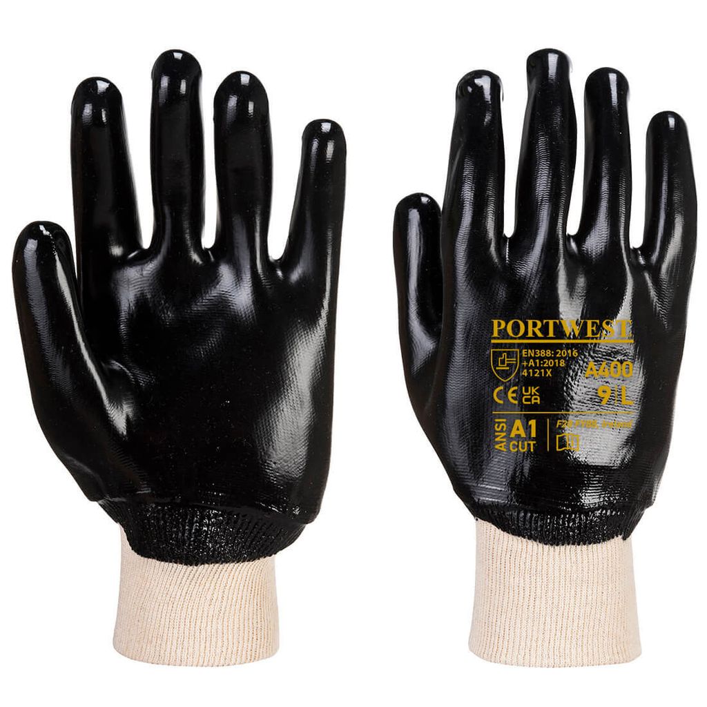 Portwest A400 PVC-Handschuh Mit Strickbund Black Gr. XXL