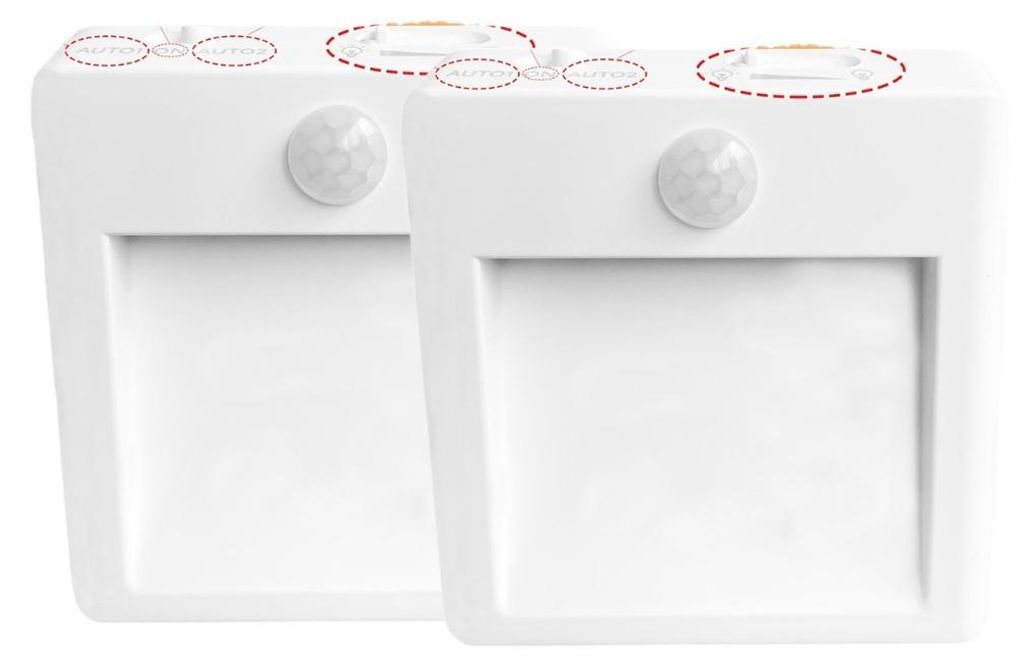 INF Steckbares PIR Nachtlicht 2er Set PC 8.4x7.8x3.5cm Warmweiß für Flur