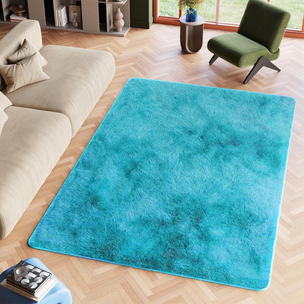 Tapiso Teppich SILK Modern Türkis Wohnzimmer 80 x 150 cm