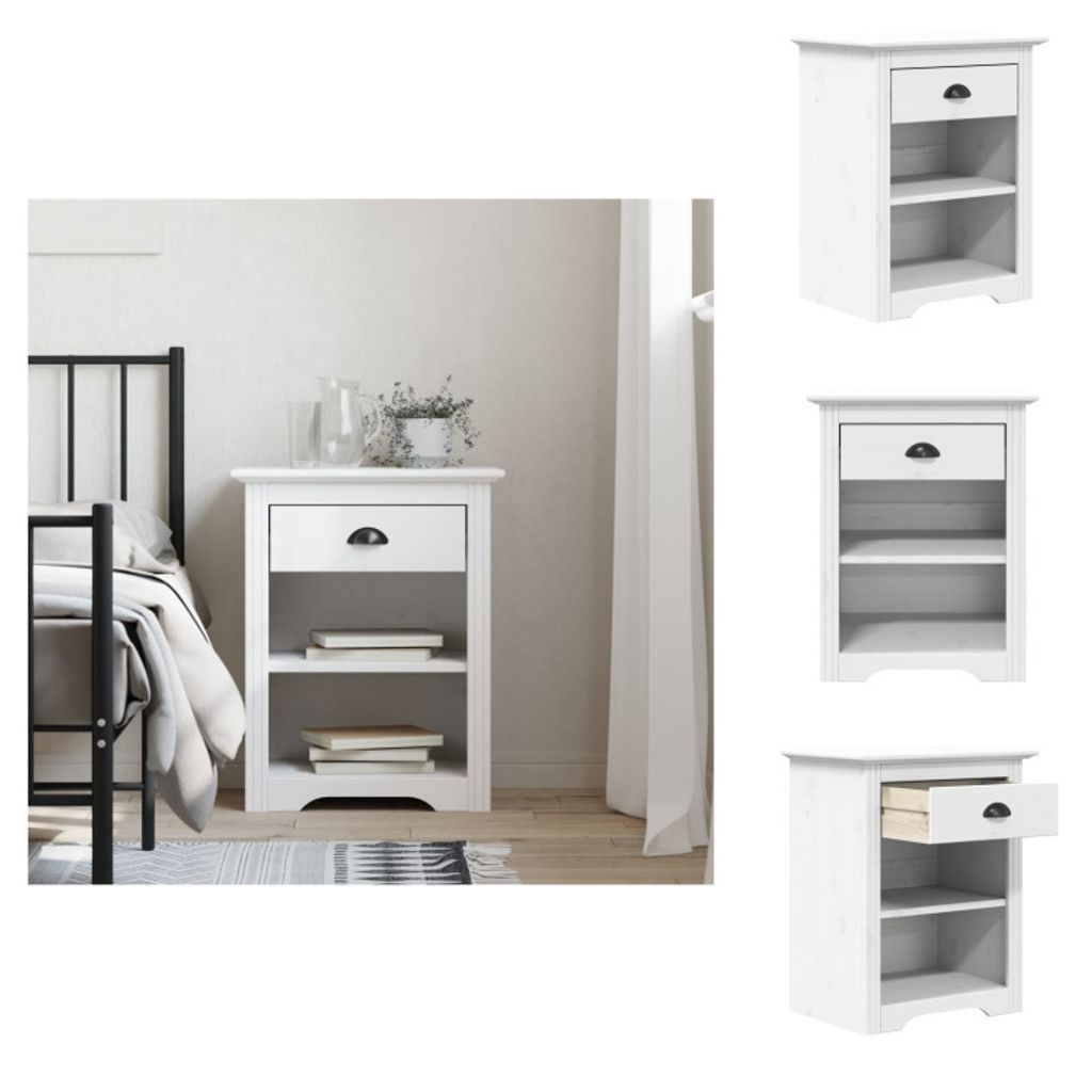 vidaXL Nachttisch BODO Weiß 53x38,5x66 cm Massivholz Kiefer - Nachttische