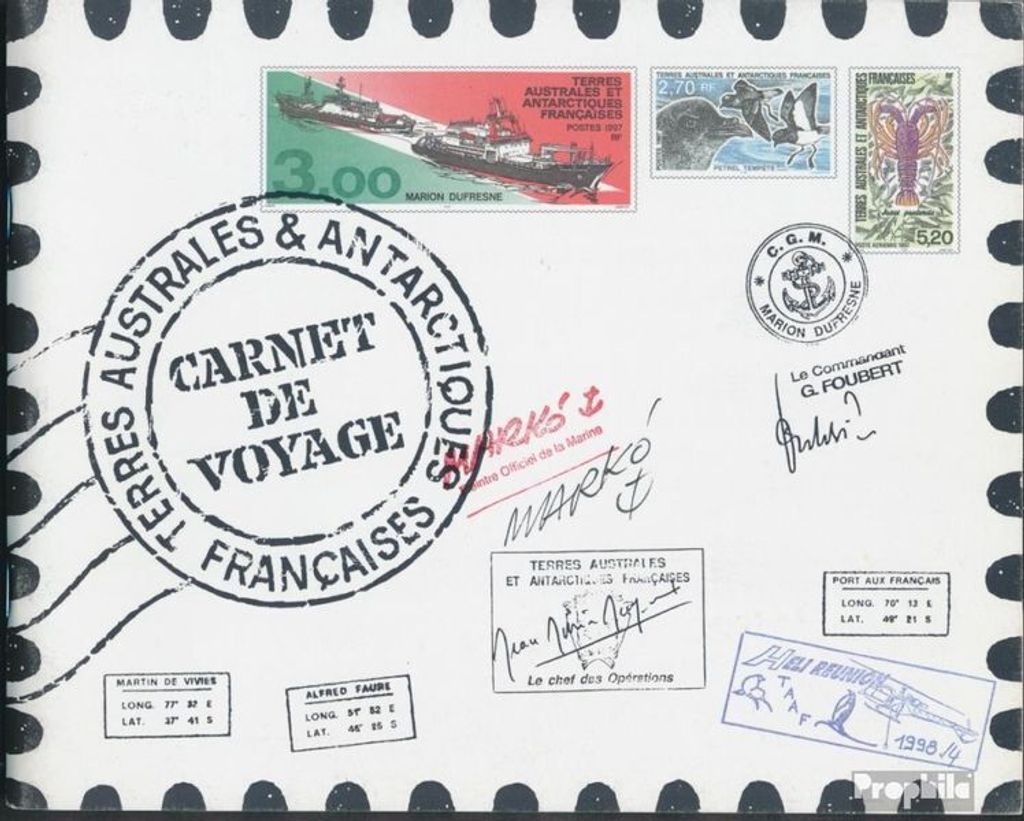 Briefmarken Französ. Gebiete Antarktis 1999 Mi 400-411MH (kompl.Ausg.) Markenheftchen postfrisch Aquarelle
