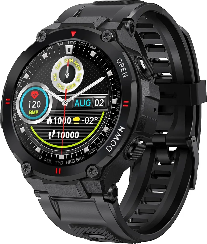Smartwatch Tattico Militare Uomo: Impermeabile IP68 con Chiamata Bluetooth