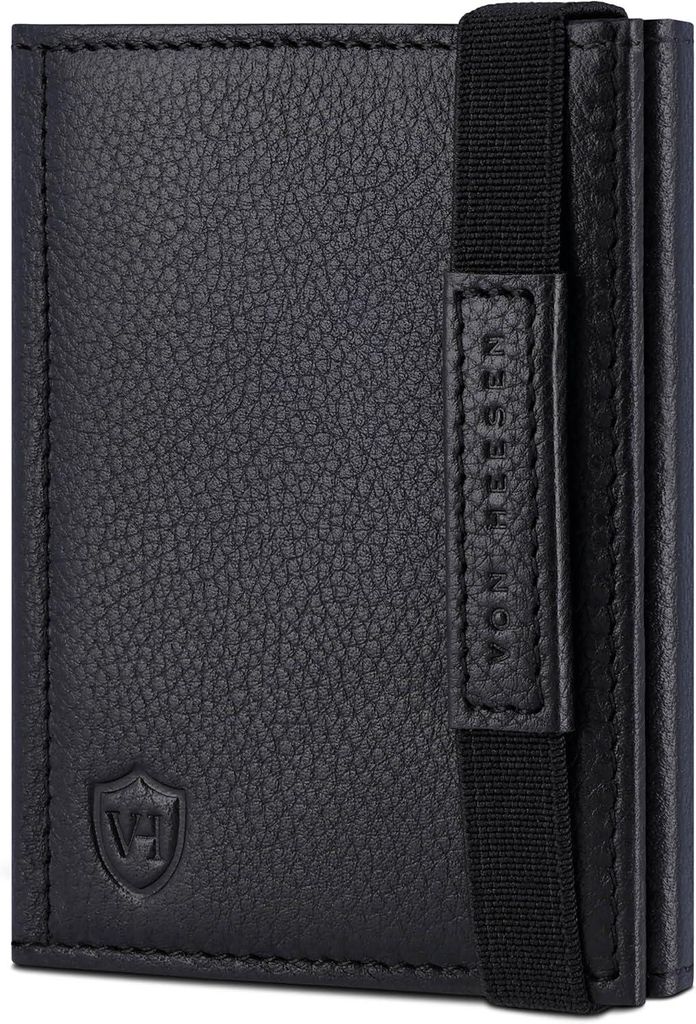 Slim Wallet mit Münzfach und RFID Schutz, Kartenetui aus Nappaleder, Mini Geldbörse für Herren und Damen, Kompakt & Elegant