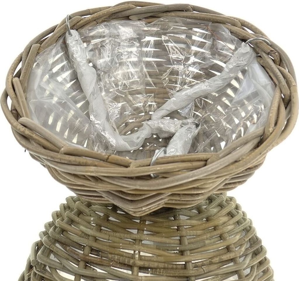 VAN DER LEEDEN Hängeampel Rattan Grau mit Metallaufhänger Ø 30 cm