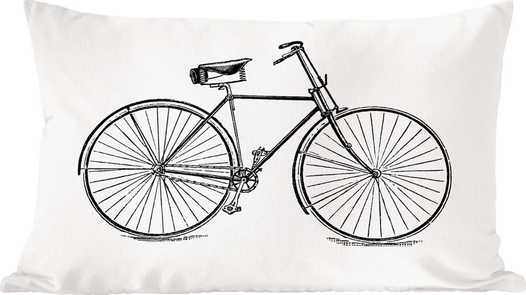 MuchoWow Zierkissen Sofakissen Wohnzimmer Dekokissen 60x40 cm Vintage - Fahrrad - Illustrationen - Kopfkissen - Polster mit Foto